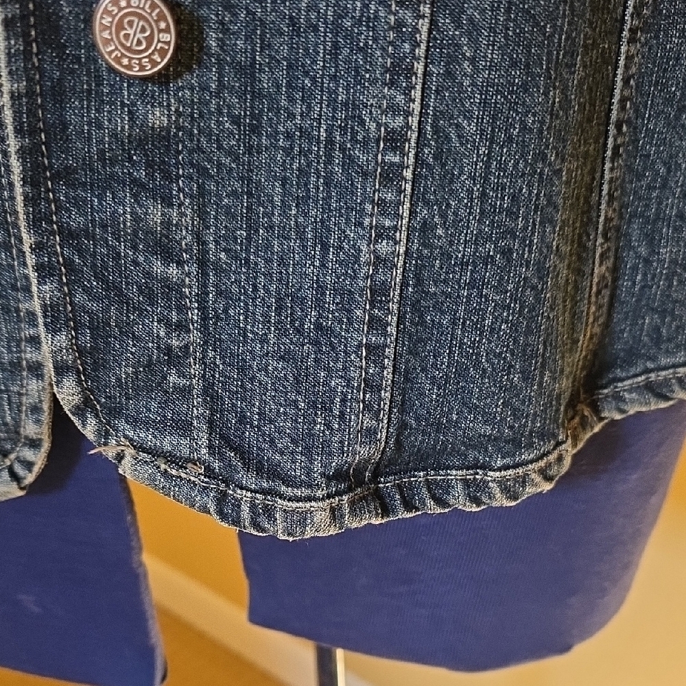 Upcyled Molly Made It Blue Jean Jacket with Iconic Rolling Stones Design - Picture 11 of 13